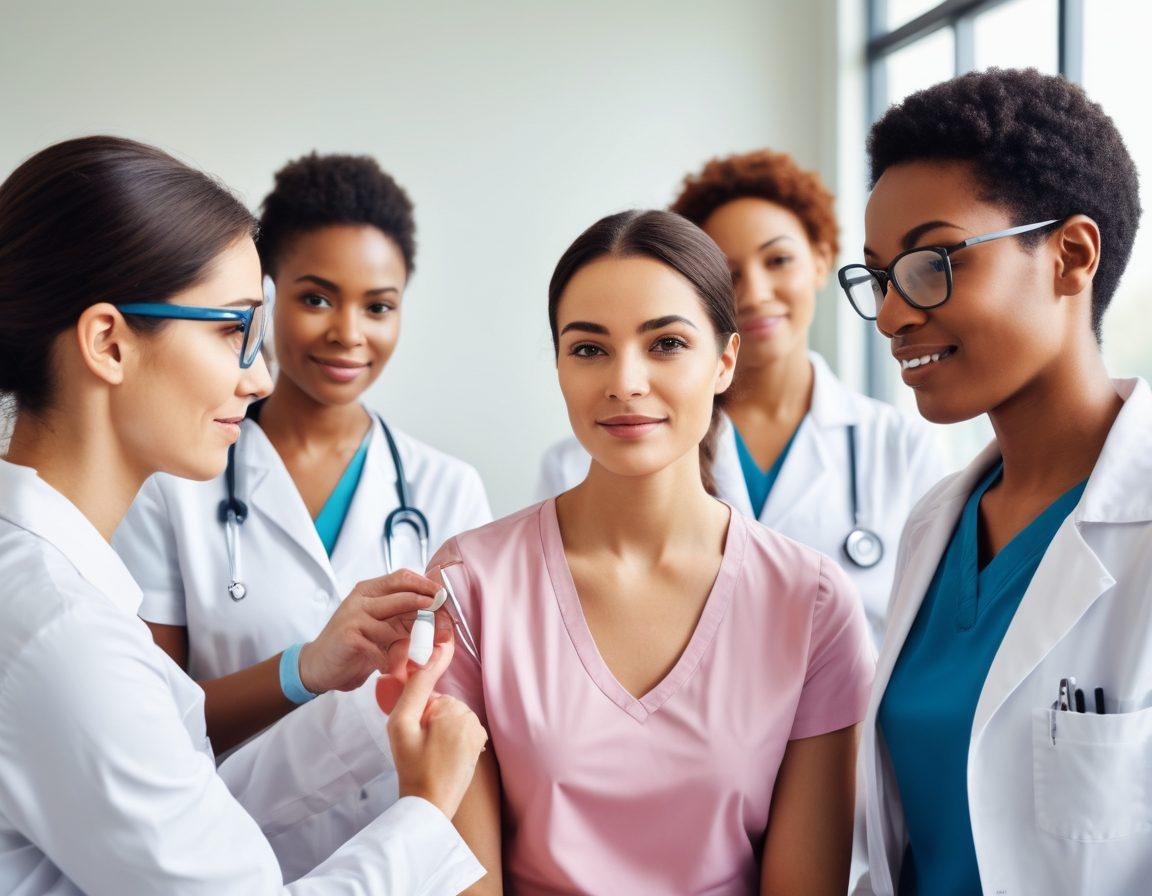 A diverse group of people at a modern clinic, each engaging in different health screenings (blood test, eye exam, blood pressure monitoring). Illustrated in a clean, minimalist style, the image should exude a sense of health, care, and hope. super-realistic. vibrant colors. white background.